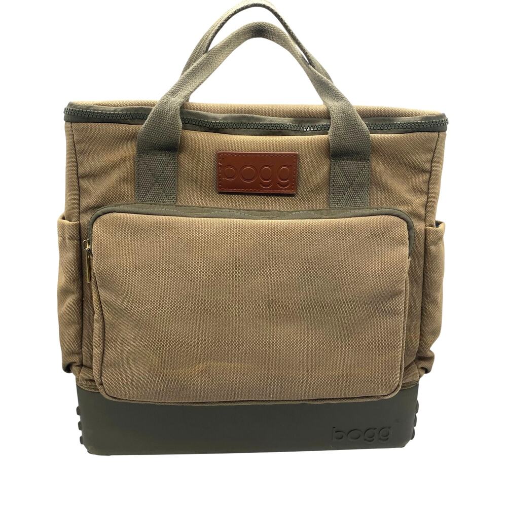 Bogg Bag Canvas Backpack Khaki Olive Green Rubber Base Utility Bag Outing Beach